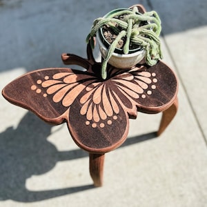 Butterfly, plant stand, plant stool, side table, boho decor, garden decor, gift for plant lover, birthday gift for mom, anniversary gift