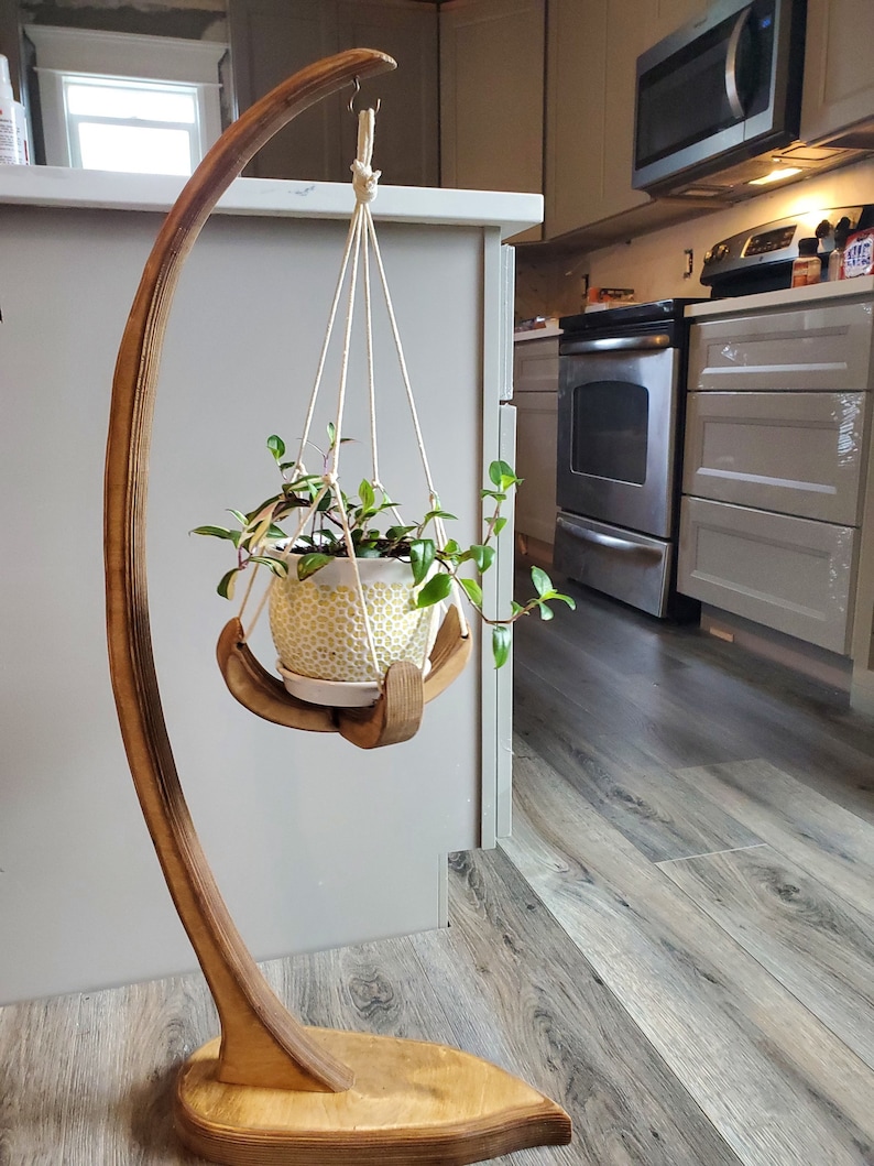 Hanging plant stand, plant stand, plant basket, wood plant stand, woodandsoil, indoor planter, plant stool, Christmas gift for wife, plants image 1