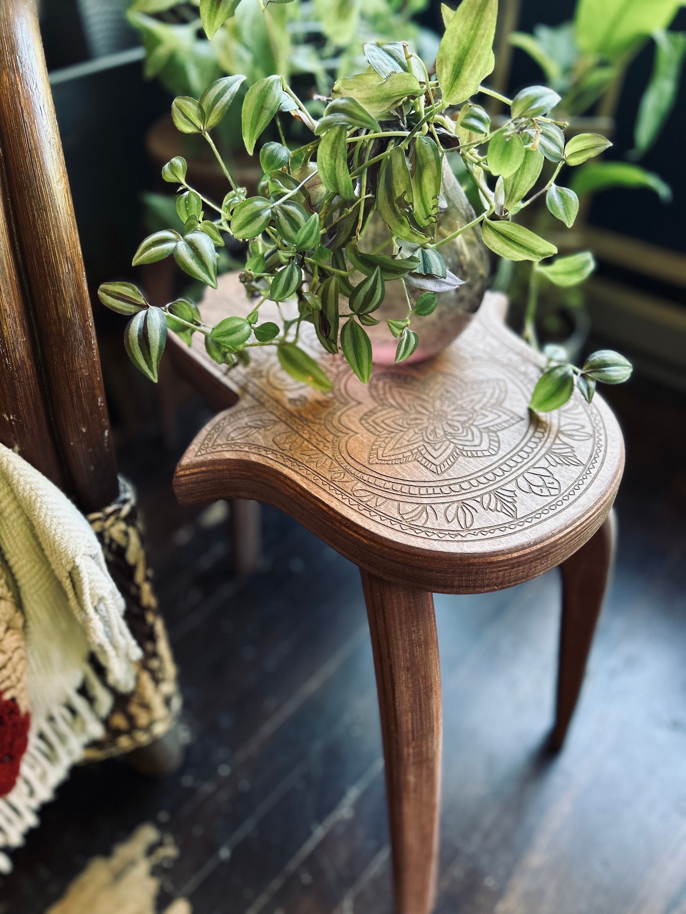 Hamsa, Plant Stand, Side Table, Plant Shelf, Wood Table, Gift for