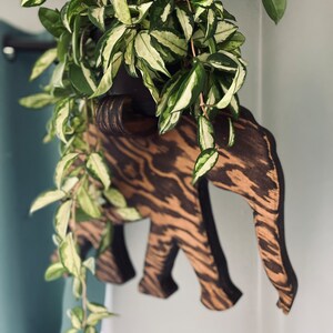 Elephant plant hanger, wood planter, indoor plant hanger, plant shelf, elephant decor, plant accessories, gift for plant lover, plant stand image 4