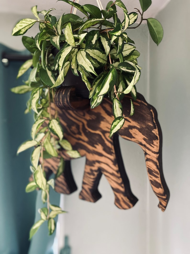 Elephant plant hanger, wood planter, indoor plant hanger, plant shelf, elephant decor, plant accessories, gift for plant lover, plant stand image 4
