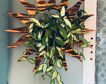 Sun plant hanger, plant stand, plant hanger, plant shelf, wood planter, indoor plants, plant decor, gift for plant lover, sun decor, plants