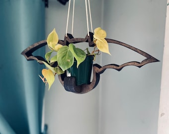 Bat plant hanger, indoor planter, hanging planter, indoor plant hanger, bat decor, plant stand, Halloween decor, plant hanger, plants, bats