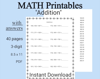 wiskundeoptelling met oplossingen, wiskundeprintables, math4kids, thuisschool, leren, school, direct downloaden, afdrukbare wiskundewerkbladen,