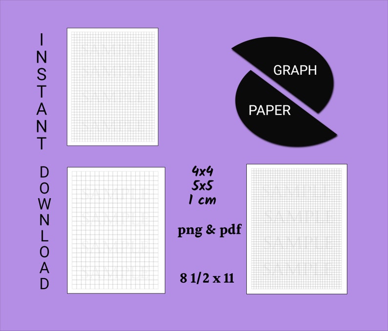 Graph Paper Printable Graph Paper Sheets Instant Download Etsy