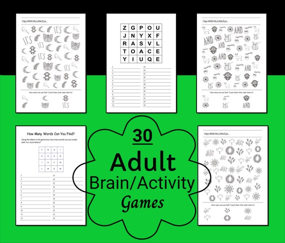 word games activities for seniors adult brain teasers etsy etsy