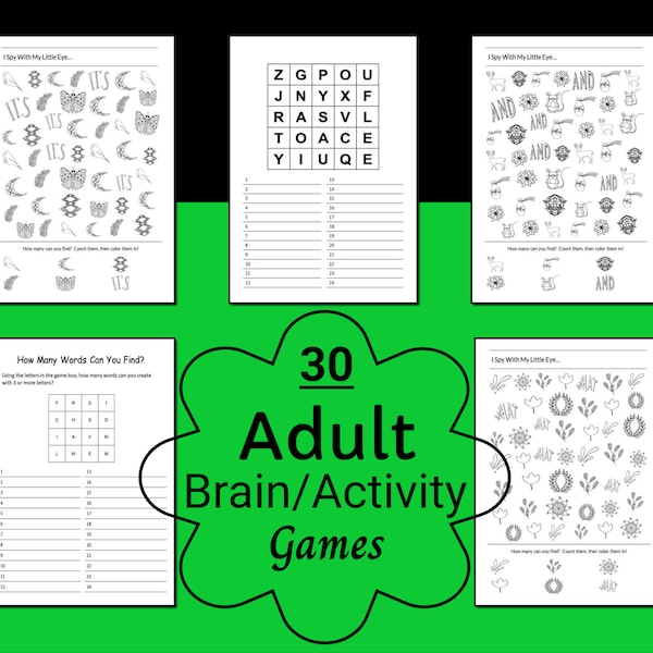 word games, activities for seniors, adult brain teasers, etsy printables, word games & activities for adults, puzzles for adult, brain game