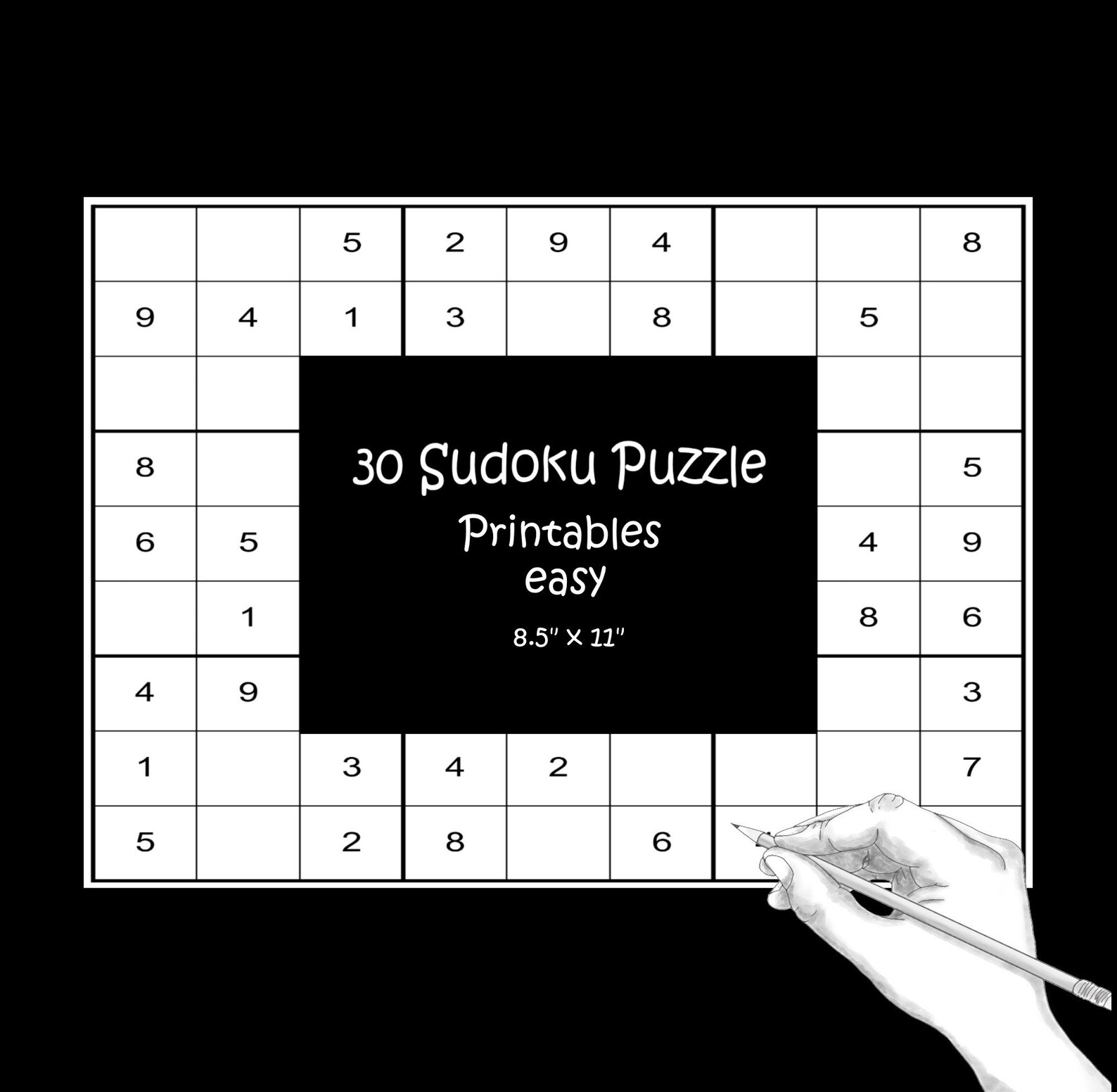 sudoku puzzles instant download printable pages digital etsy