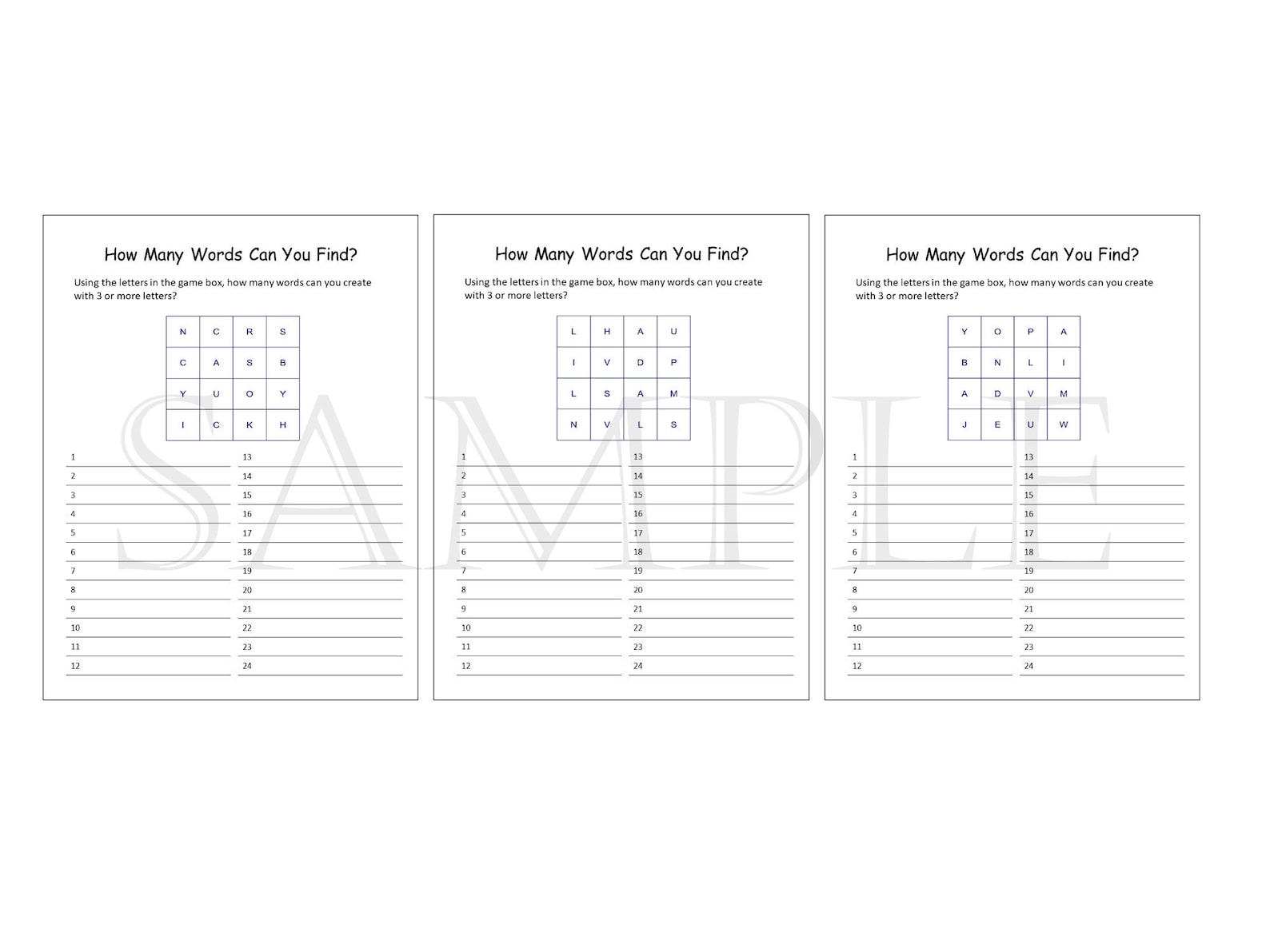 Activity Printables, Puzzles for Adults, Games for Adults, Instant Download Print, Digital ...