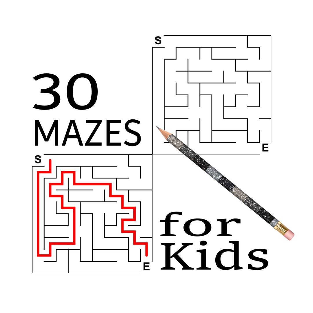 Mazes for Kids, Seniors, Adult Games, Easy Maze Printables, Puzzles, Games, Digital Download ...