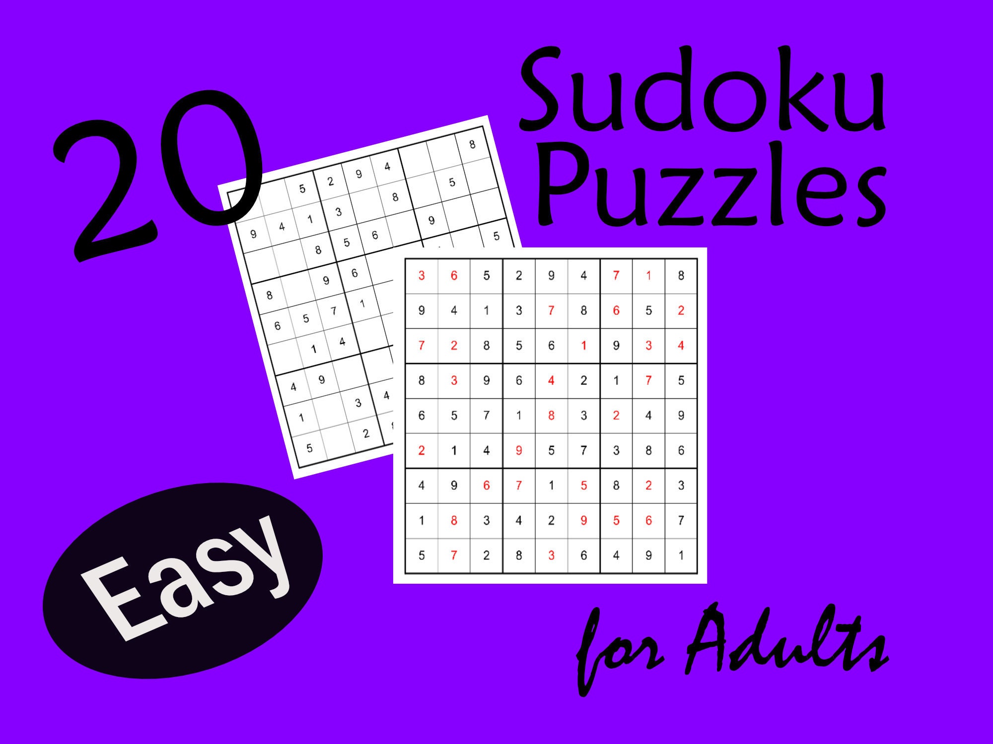 sudoku puzzles for adults printable sudoku pages printable etsy