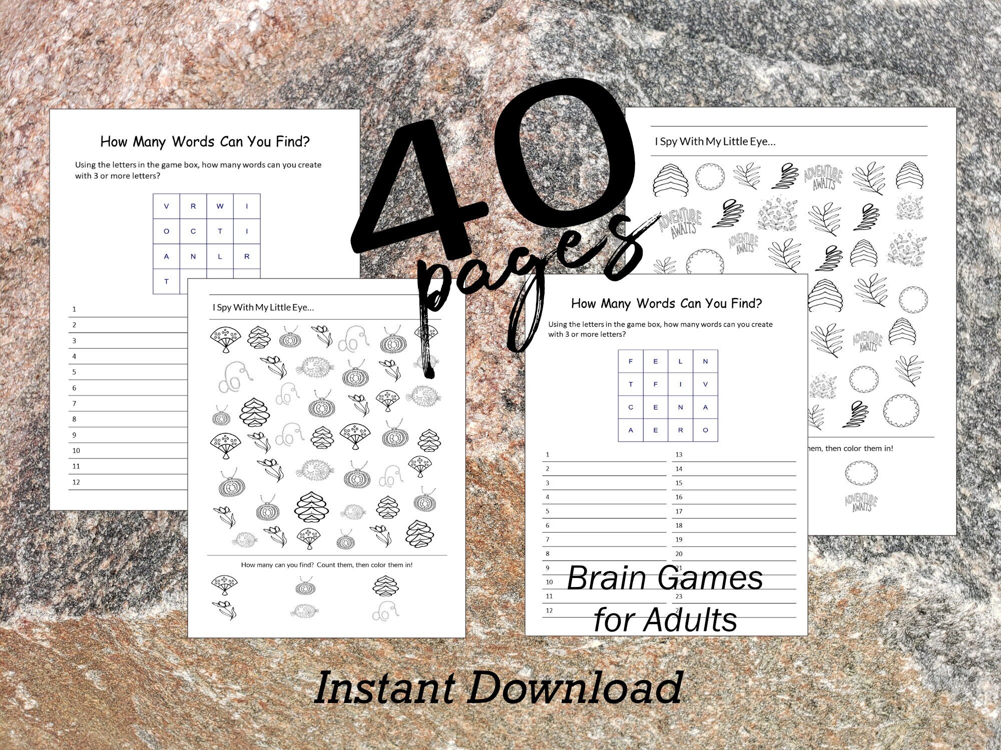 Brain Games, Activity Pages, Instant Download, Activity Sheets ...