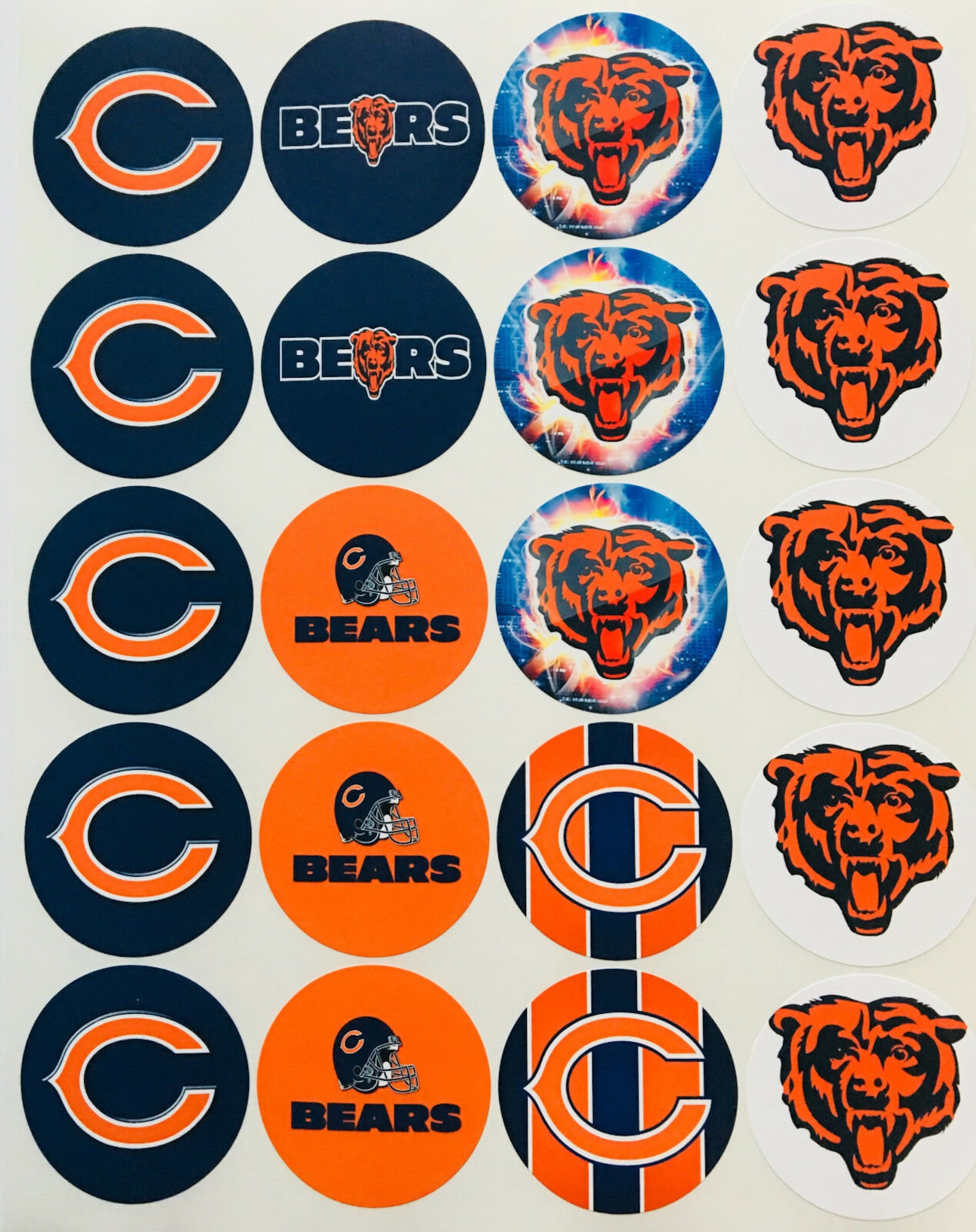 2 CHICAGO BEARS adhesive stickers Decal set of 40 or 100 | Etsy