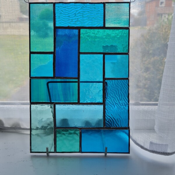 Stained Glass Panel Geometric Etsy