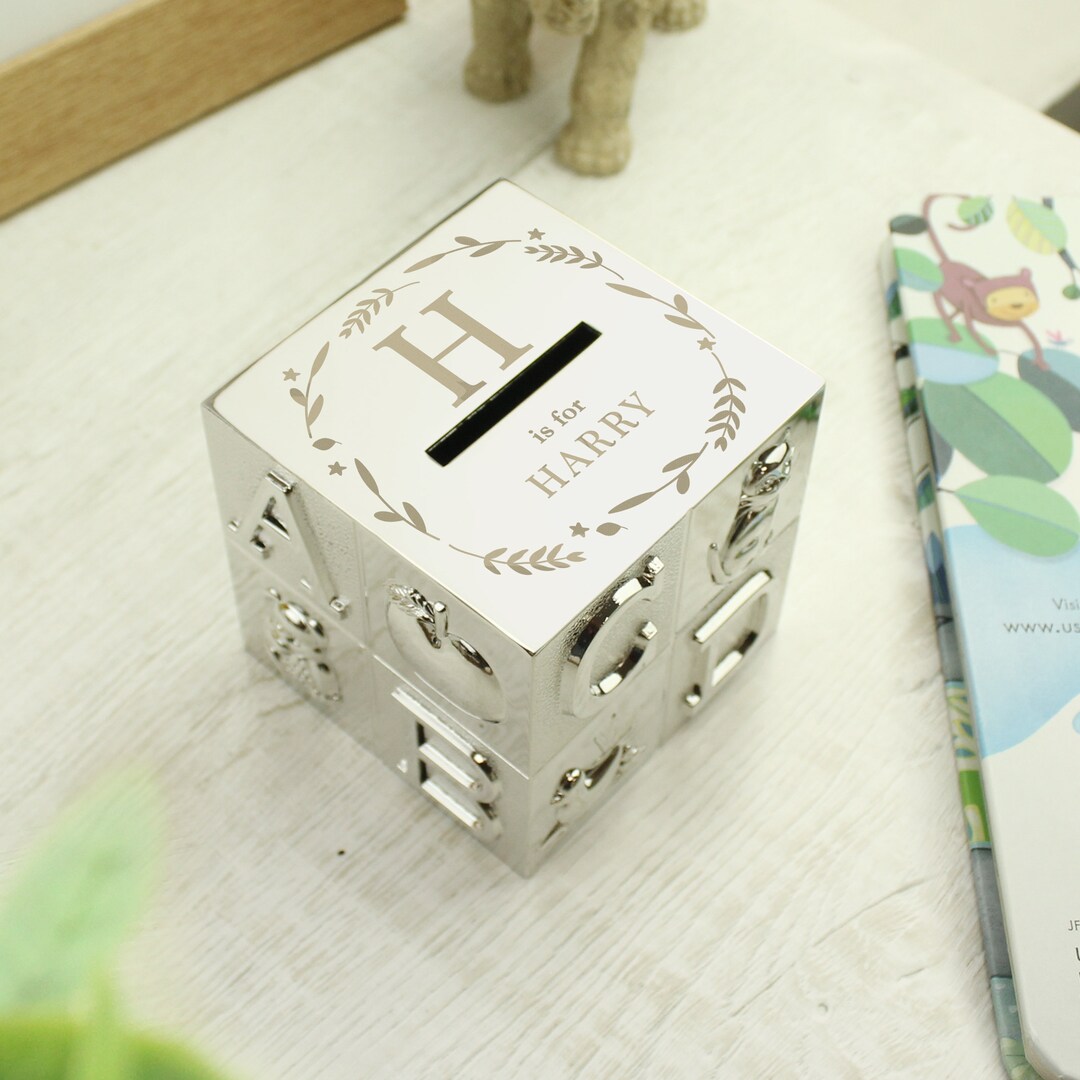 Personalised Initial ABC Money Box Silver Money Box ABC Etsy