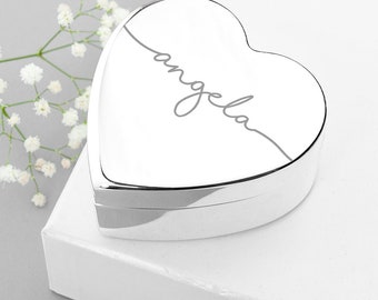 Personalised Heart Jewellery Box | Gift for Bridesmaids | Wedding Favour Gift Ideas | Gifts for Her | Christmas Presents | Engraved Gift
