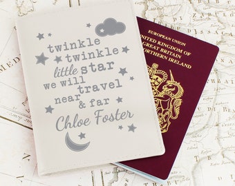 Personalised Twinkle Twinkle Cream Passport Holder | Baby's First Passport Holder | Twinkle Twinkle | New Born Gifts | New Parents | UK Made