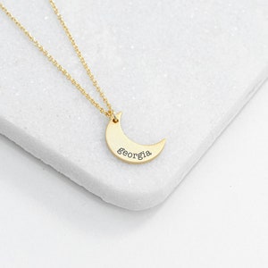 Personalised Crescent Moon Necklace | Personalised Mom Jewellery | Mother's Jewellery | Gift for Christmas | Family Necklace | Made UK