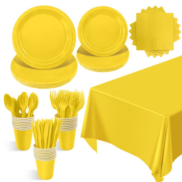 Yellow Partyware | Girls Boy Birthday Party | Party Supplies | Yellow Plates | Yellow Napkins | Yellow Themed Party | Yellow Party | Made UK