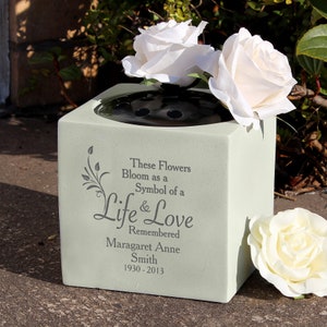 Personalised Life & Love Memorial Vase | Memorial Gift | Personalised Memorial | Remember Loved One | Grave Markers | Funeral | Flower Vase