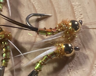 Prince nymph variation. Total of 3 #12. Trout flies. Hand tied flies