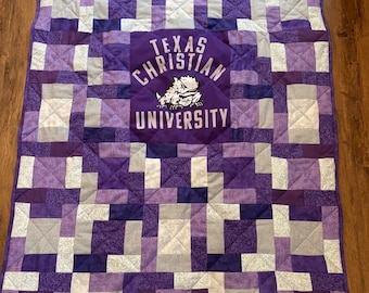 TCU Horned Frogs Quilt: Purple & Gray Dorm Decor