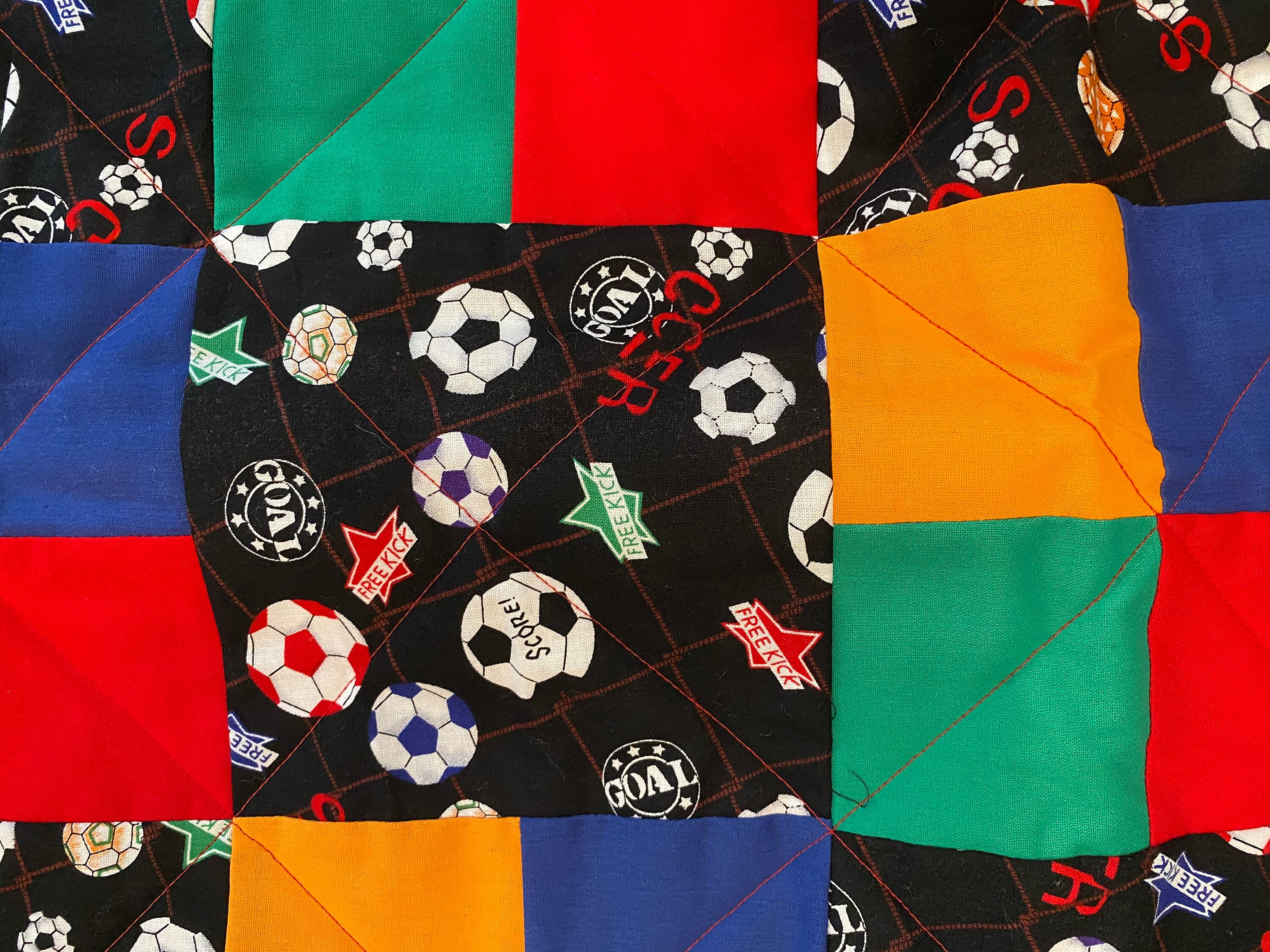 Colorful soccer quilt for fans and players in bright primary Etsy