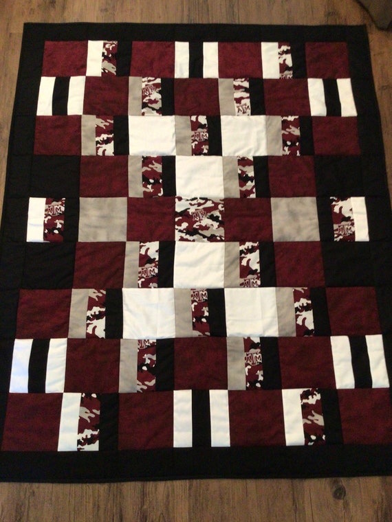 Aggie Quilt Featuring Black White Maroon Khaki and Aggie Etsy