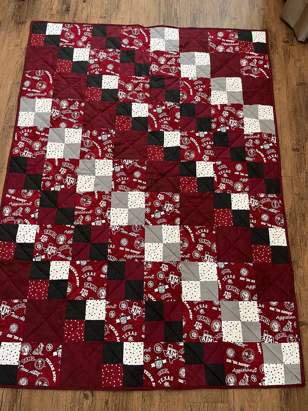 Aggies Will Love This Cozy Quilt Featuring Aggie Fabric With Etsy