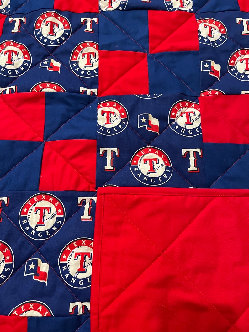 Texas Rangers Pattern Material Texas Rangers Quilt: Red, White & Blue Baseball Fan Throw (42” X 54 ...