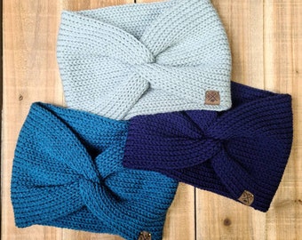 Hand Knit Twisted Ear Warmer/Headband - Turban Wrap - Women's Headwear