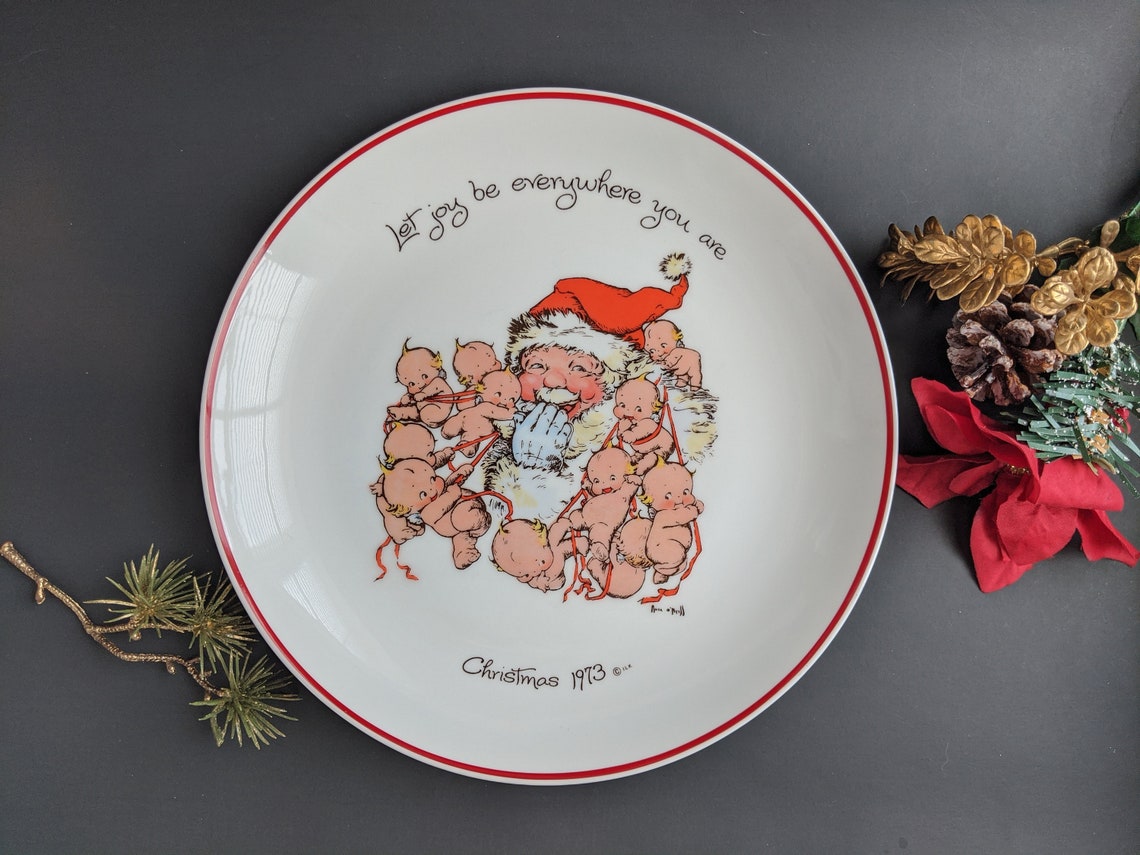 Vintage 1973 Kewpie Commemorative Christmas Plate Santa and Etsy