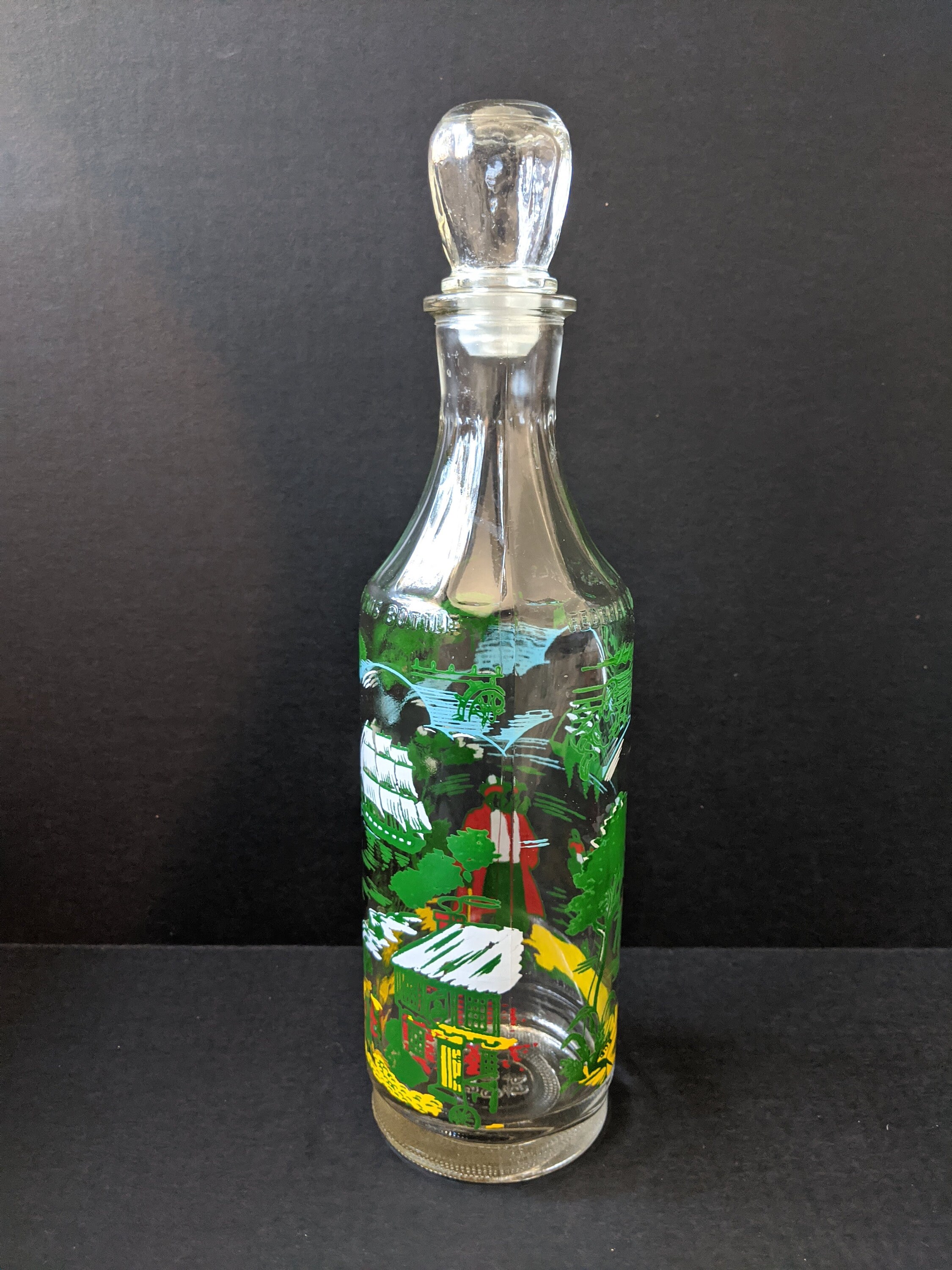 Vintage Pirate Motif Glass Decanter Liquor Bottle With Lid Etsy