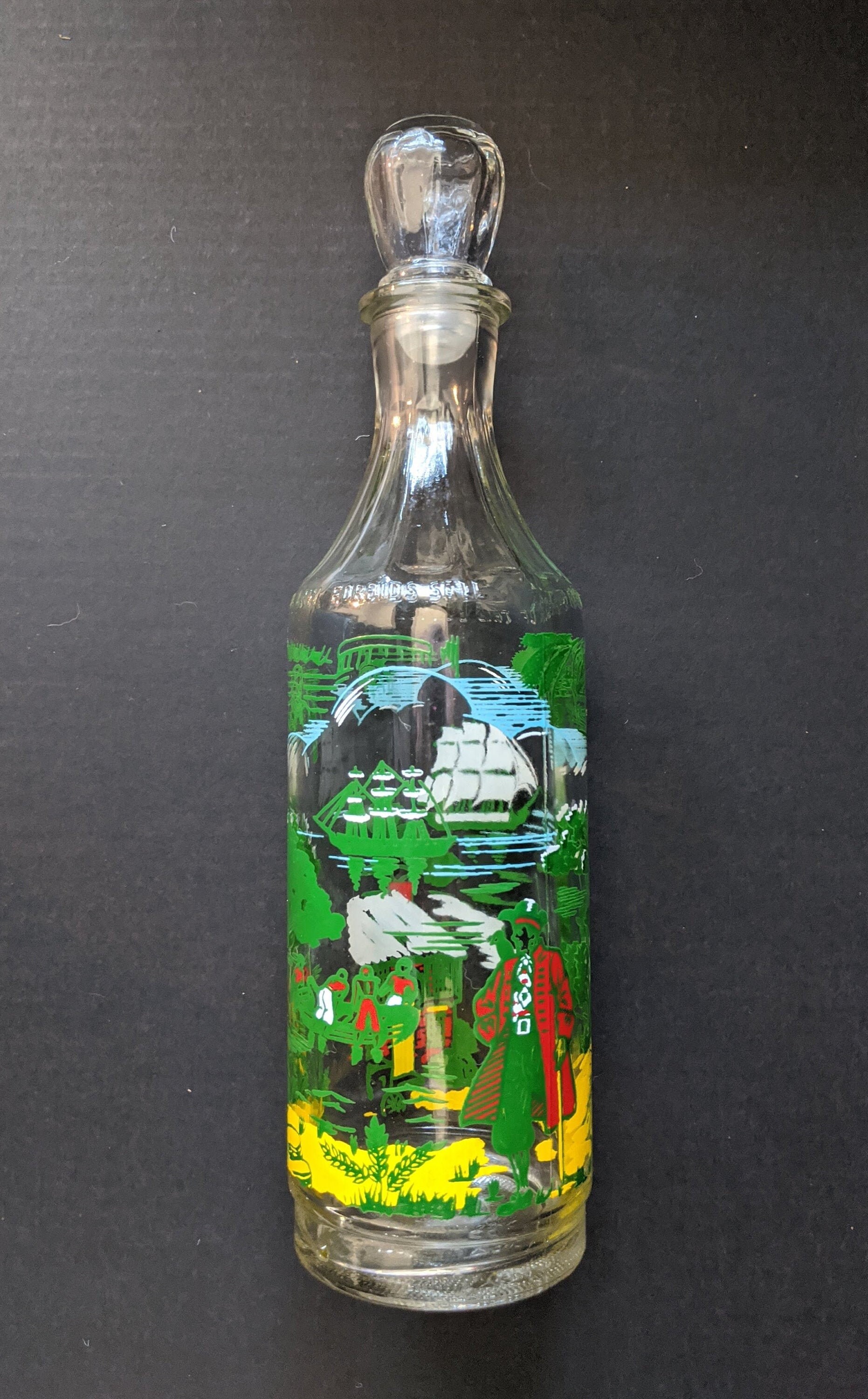 Vintage Pirate Motif Glass Decanter Liquor Bottle With Lid Etsy