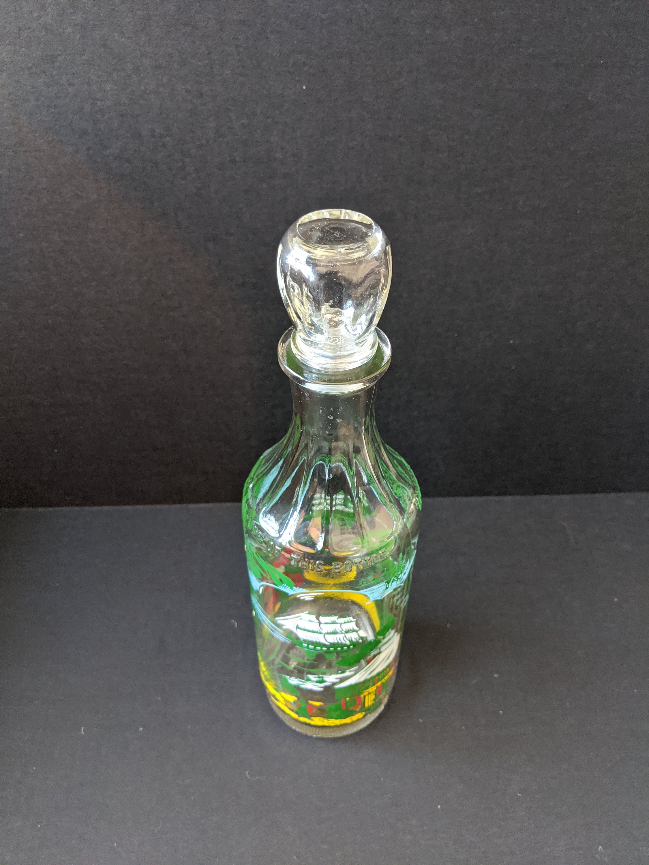Vintage Pirate Motif Glass Decanter Liquor Bottle With Lid Etsy