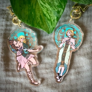 Link and Zelda Tears of the Kingdom 3 Inch Double Sided Transparent Acrylic Charms