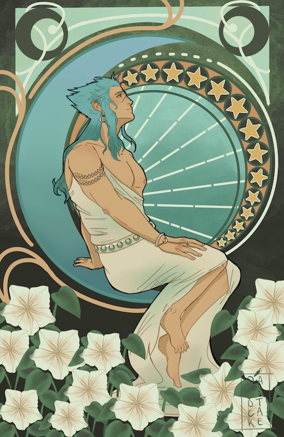 Axel Saix Isa Lea Art Nouveau Sun and Moon Flower 11X17 Prints - Etsy