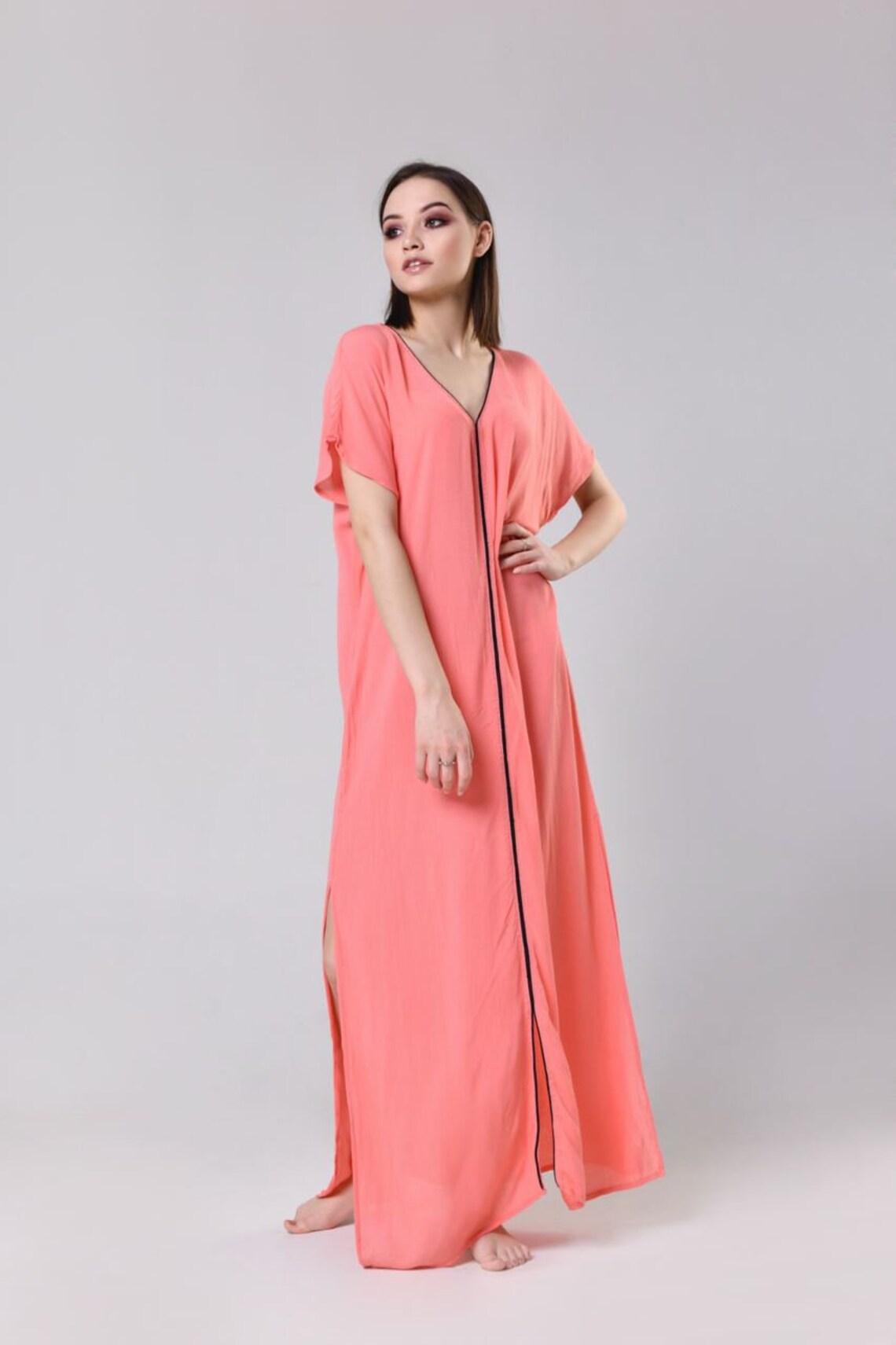 Robe de plage maxi en coton biologique en p??che | Etsy