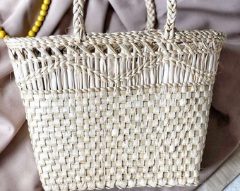 Straw Bag, Vintage Woven Bag, Hand Woven Bag, Beach Bag, Straw Bag, Large Capacity Handbag