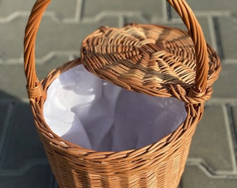Handgemacht Wicker Picknick-Korb-Tasche, Boho Style