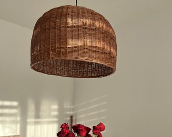 Handmade Rattan Pendant Light, Wicker Lamp Shade, Boho Lighting