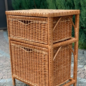 Handwoven Wicker Dresser: 2-Drawer Boho Storage Chest