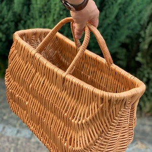 Wicker shopping bag, Handwoven Picnic Basket, Picnic Wicker Basket, Picnic Basket, Country Basket image 2