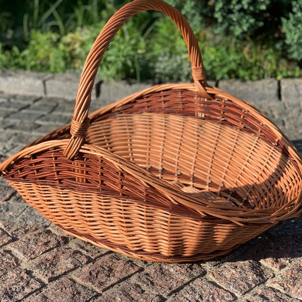 Grand panier en osier, grand panier de collecte, panier en bois de chauffage, grand panier de présentation, panier en saule