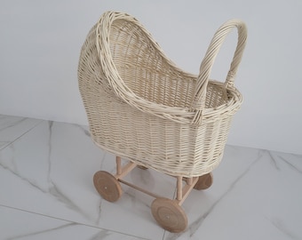 Wicker Baby Carriage, Doll Stroller, Doll Pram, Wicker Doll Stroller, Wicker Doll Pram, Wicker Willow Doll Stroller