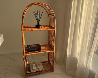 ラタン製4段シェルフ Amazon｜FZYUAN ラタン コーナーキャビネット 4段 コーナー 本棚 細長