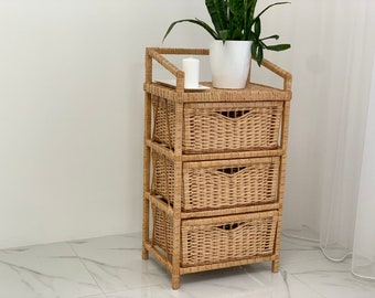 Handmade Wicker Dresser: Boho 3-Drawer Chest