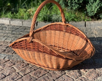 Large Wicker Basket, Large Gathering Basket, Firewood Basket, Big Display Basket, Willow Basket