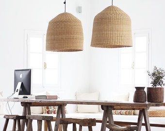 Woven Rattan Pendant Lamp, Boho Lampshade