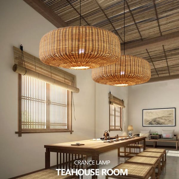 New Woven Rattan Light Fixtures, Wicker Rattan Lampshade Bamboo Lamp Pendant